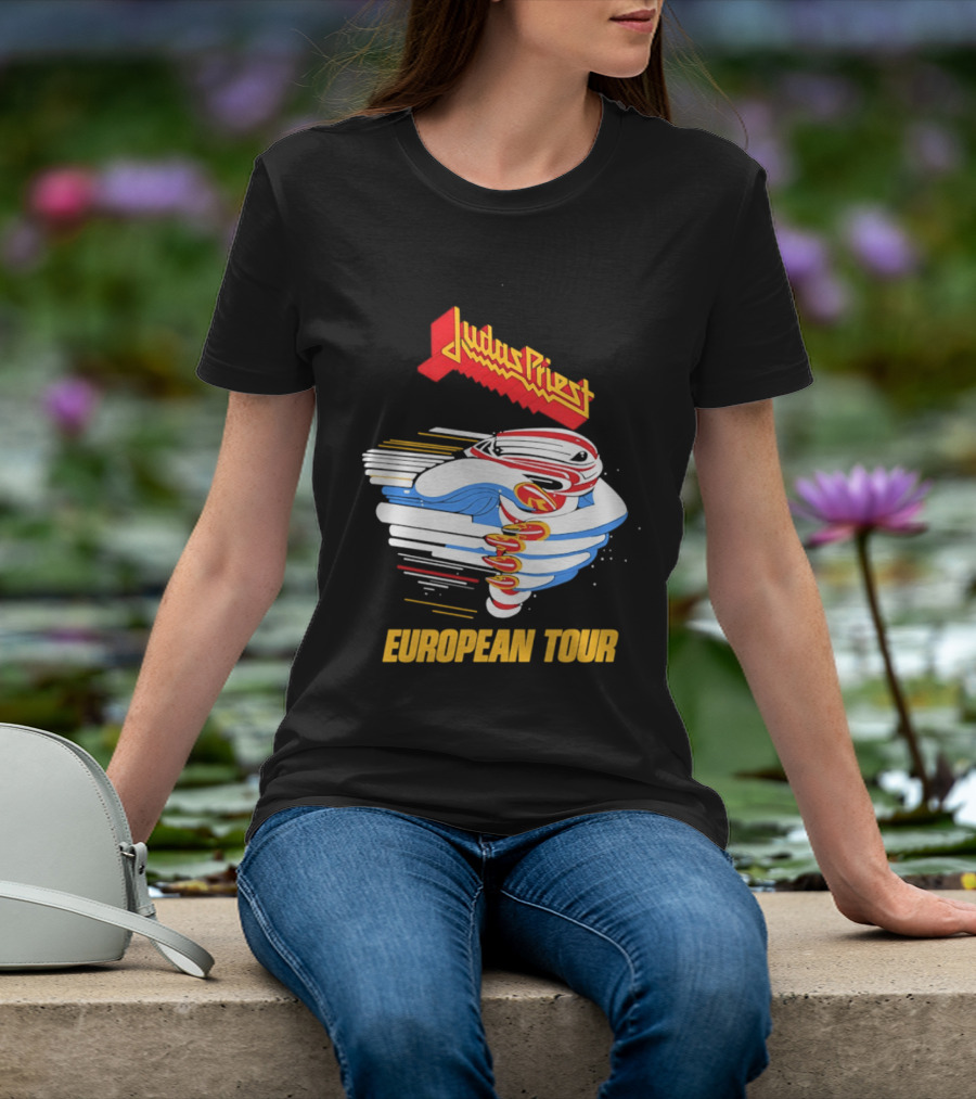 Judas Priest Turbo European Tour 1986 Vintage Album Cover T-Shirt