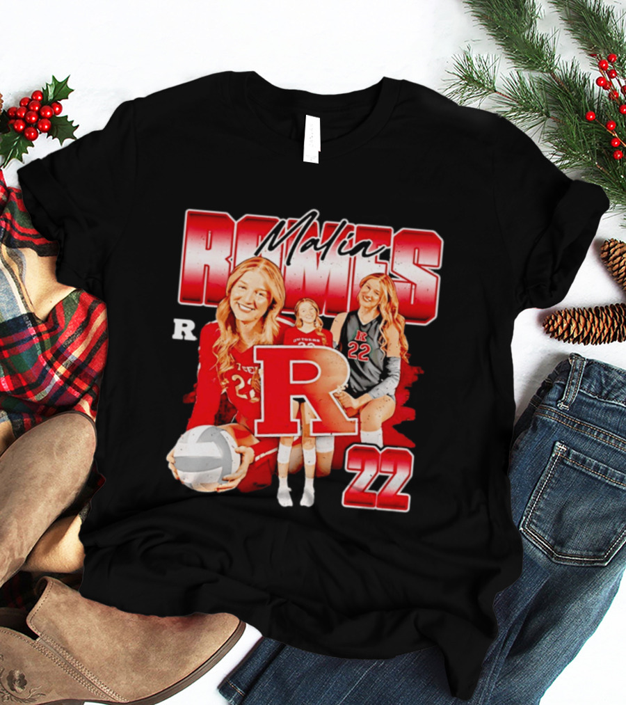 Malia Romes 22 NCAA Women's Volleyball Rutgers Team T-Shirt