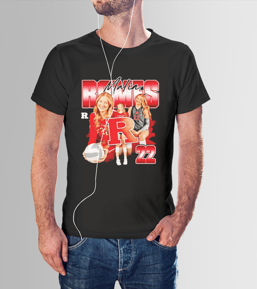 Malia Romes 22 NCAA Women's Volleyball Rutgers Team T-Shirt