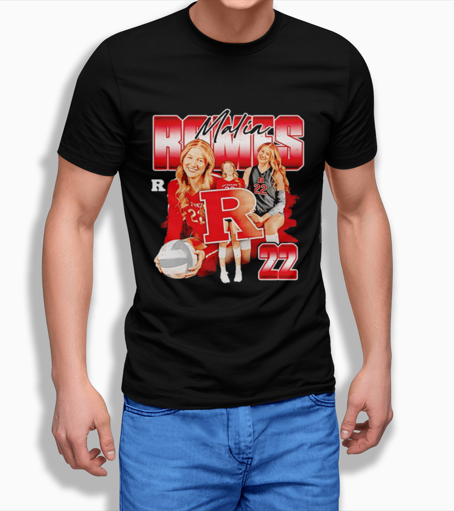 Malia Romes 22 NCAA Women's Volleyball Rutgers Team T-Shirt