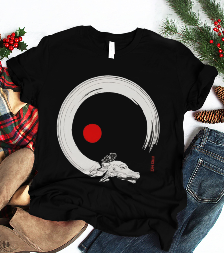 Never Ending Inks Atreyu Falkor The Neverending Story Japanese Enso Circle Red Dot T-Shirt