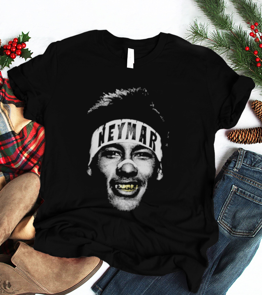 Neymar Headband Gold Grill Black And White T-Shirt