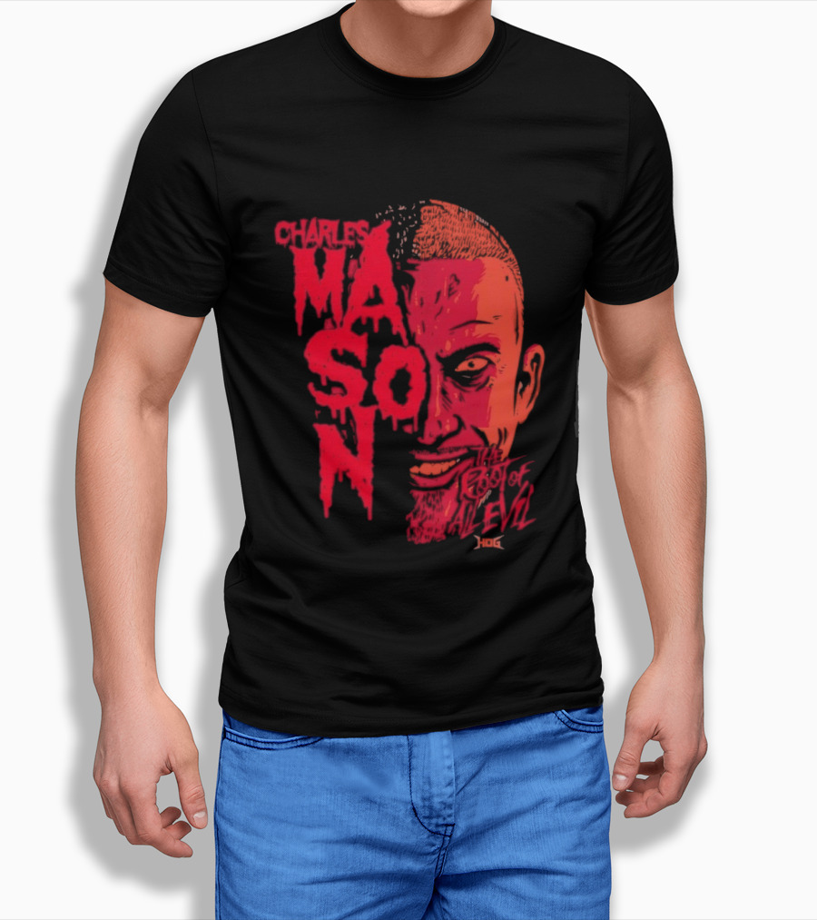 Charles Mason The Root Of All Evil Red Face T-Shirt