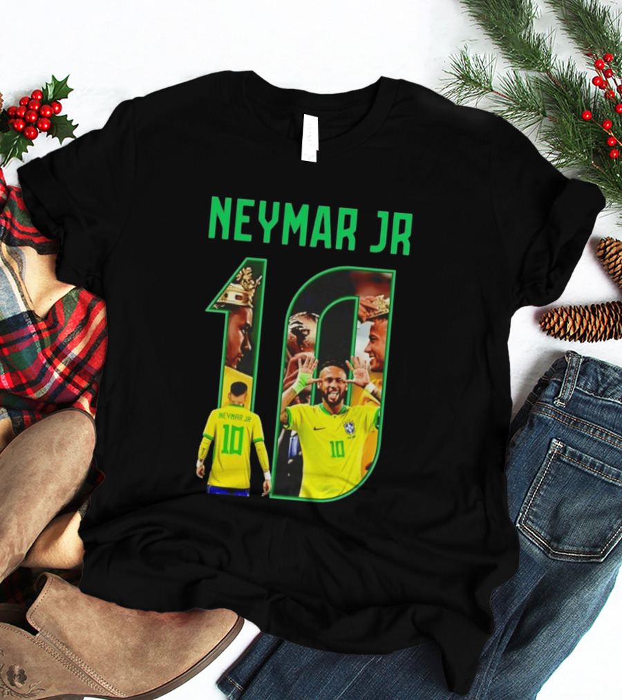 Neymar Jr 10 Brazil Soccer Iconic Celebration Images T-Shirt