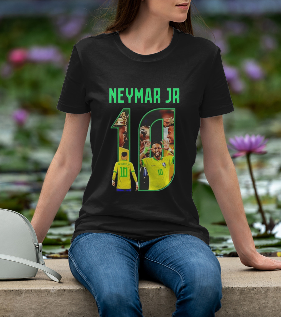 Neymar Jr 10 Brazil Soccer Iconic Celebration Images T-Shirt