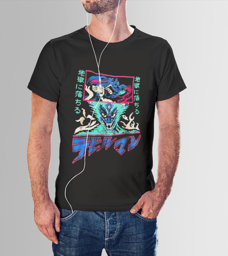 Devilman Go Nagai Pixel Art Retro Japanese T-Shirt
