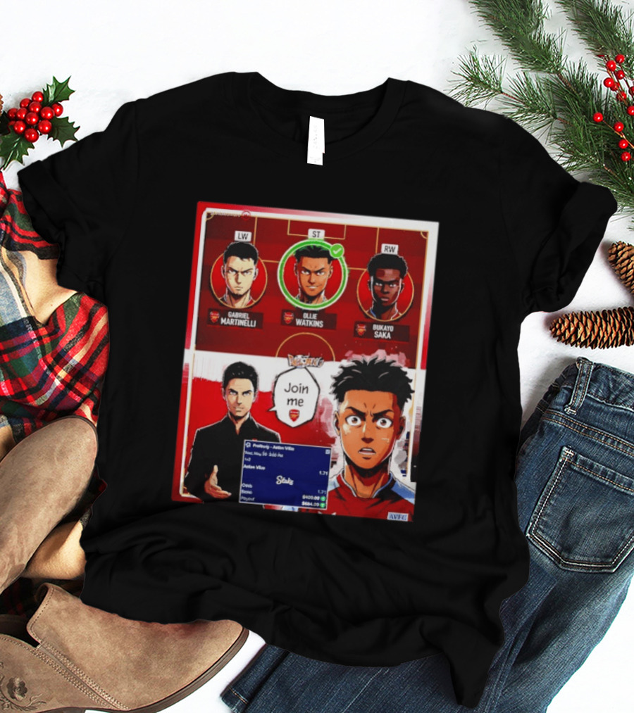 Gabriel Martinelli Ollie Watkins Bukayo Saka Join Me Arsenal Team Anime T-Shirt