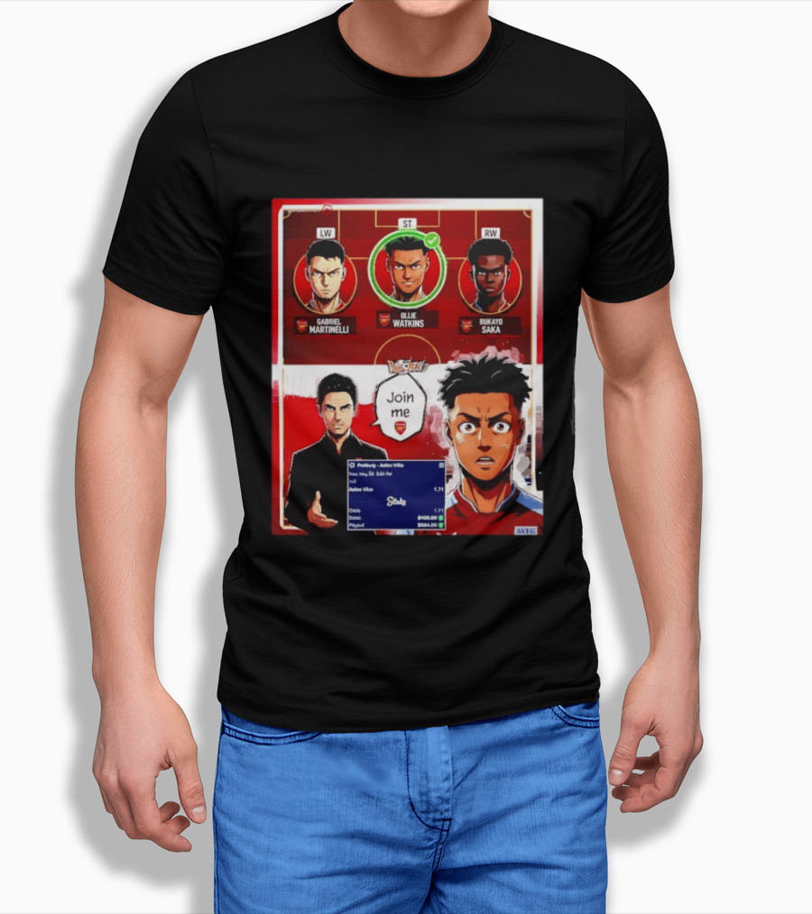 Gabriel Martinelli Ollie Watkins Bukayo Saka Join Me Arsenal Team Anime T-Shirt