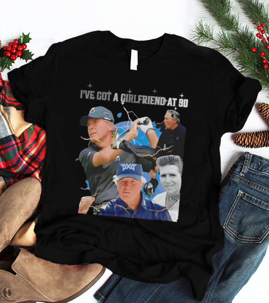 Gary Player I've Got A Girlfriend At 90 Golf Legend Photomontage T-Shirt