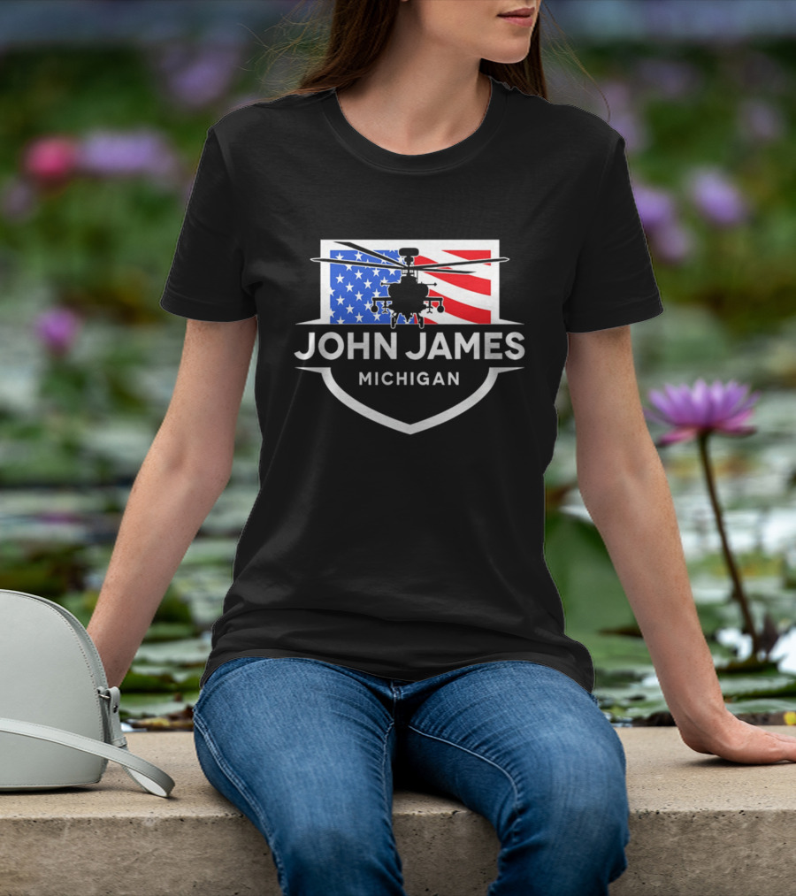 John James Michigan American Flag Helicopter T-Shirt