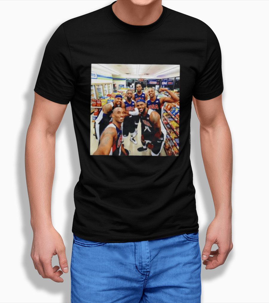 USA Legend Basketball Kobe Bryant LeBron James Dwight Howard Selfie Meme 7 Eleven USA Jersey Team Players T-Shirt