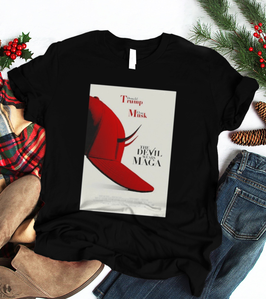 Donald Trump Elon Musk The Devil Wears MAGA Hat With Horns T-Shirt