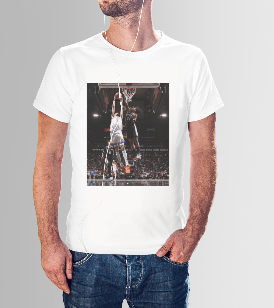 Spurs Devin Vassell Blocks Thunder Chet Holmgren NBA Basketball Moment T-Shirt