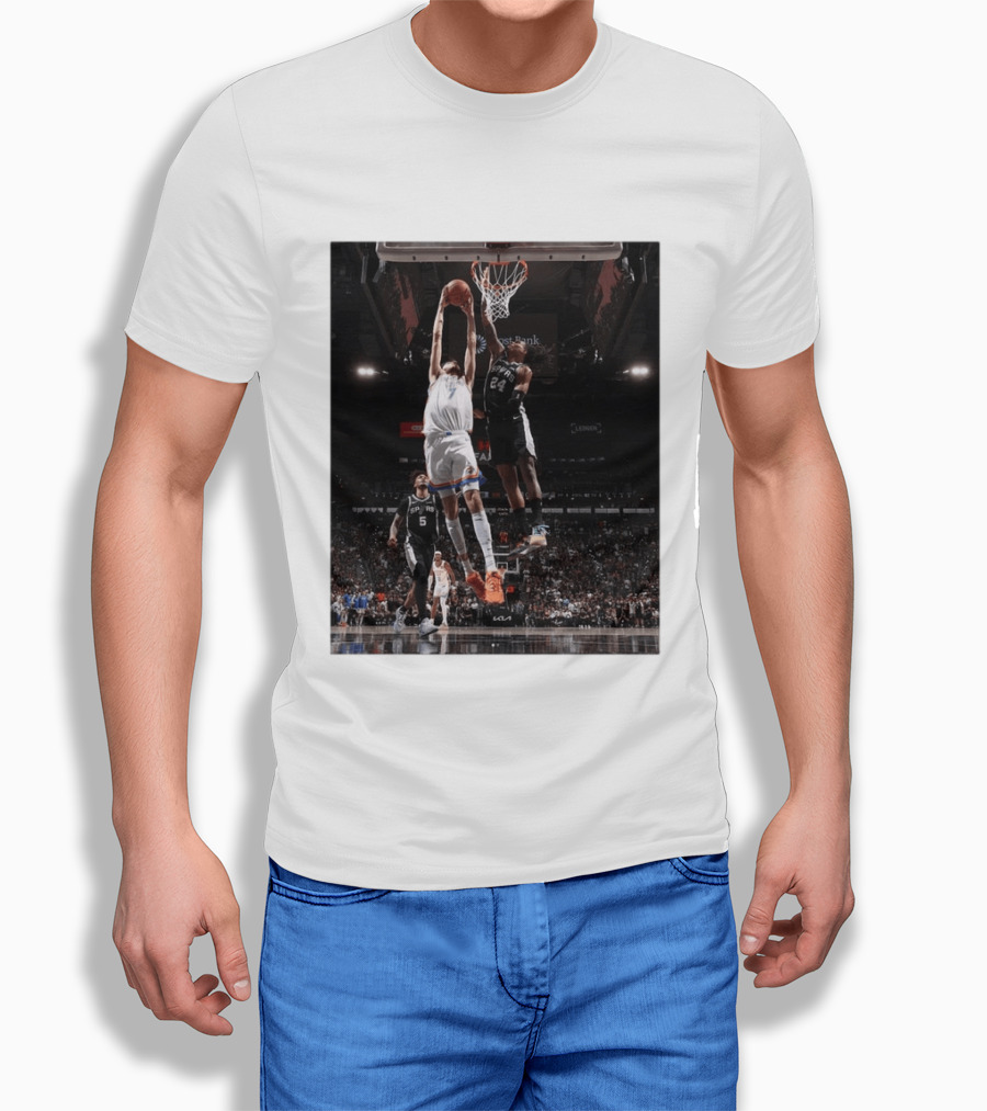 Spurs Devin Vassell Blocks Thunder Chet Holmgren NBA Basketball Moment T-Shirt