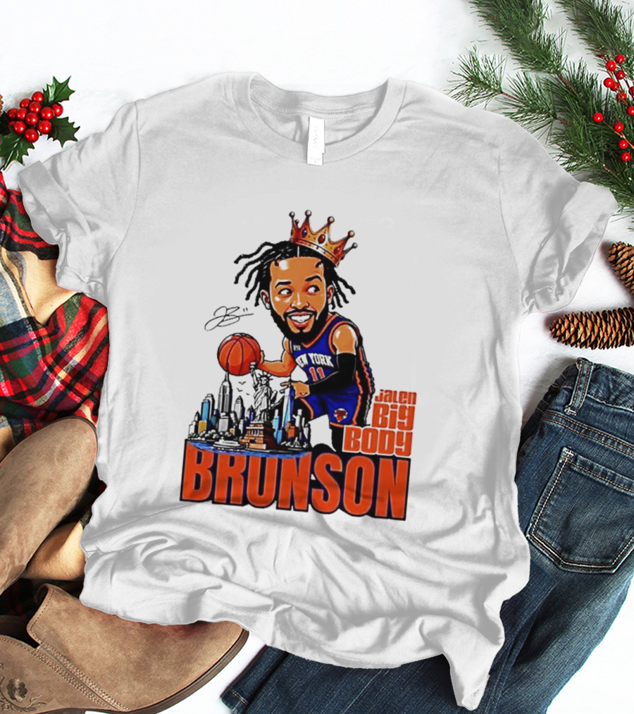 Jalen Brunson New York Knicks Big Body King 2026 Basketball Star With Crown And Skyline T-Shirt