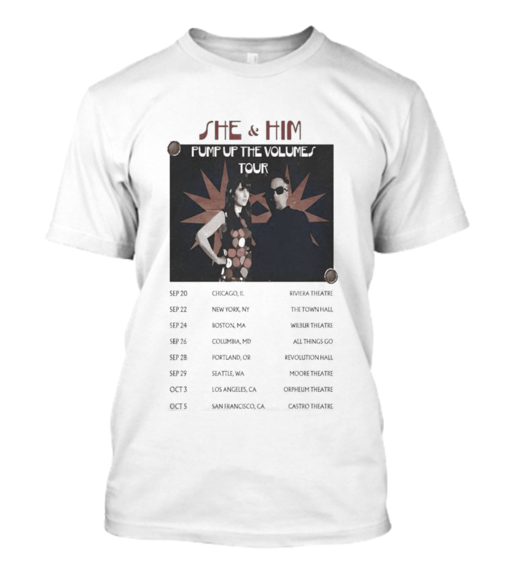 She & Him Pump Up The Volumes Tour 2026 Dates And Locations T-Shirt