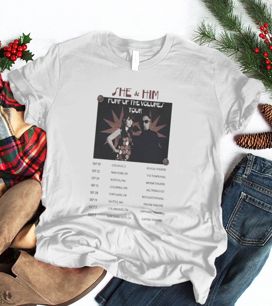 She & Him Pump Up The Volumes Tour 2026 Dates And Locations T-Shirt