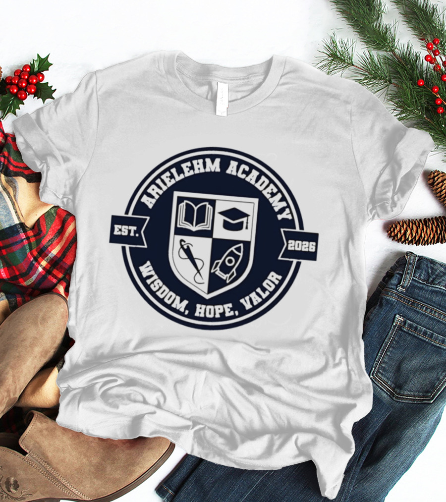Arielehm Academy Crest Est 2026 Wisdom Hope Valor T-Shirt