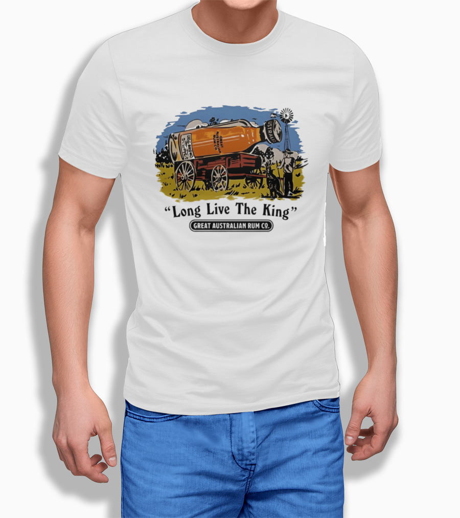 Long Live The King Great Australian Rum Co Vintage Wagon Scene T-Shirt