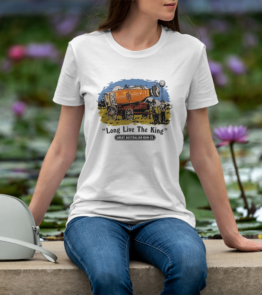 Long Live The King Great Australian Rum Co Vintage Wagon Scene T-Shirt