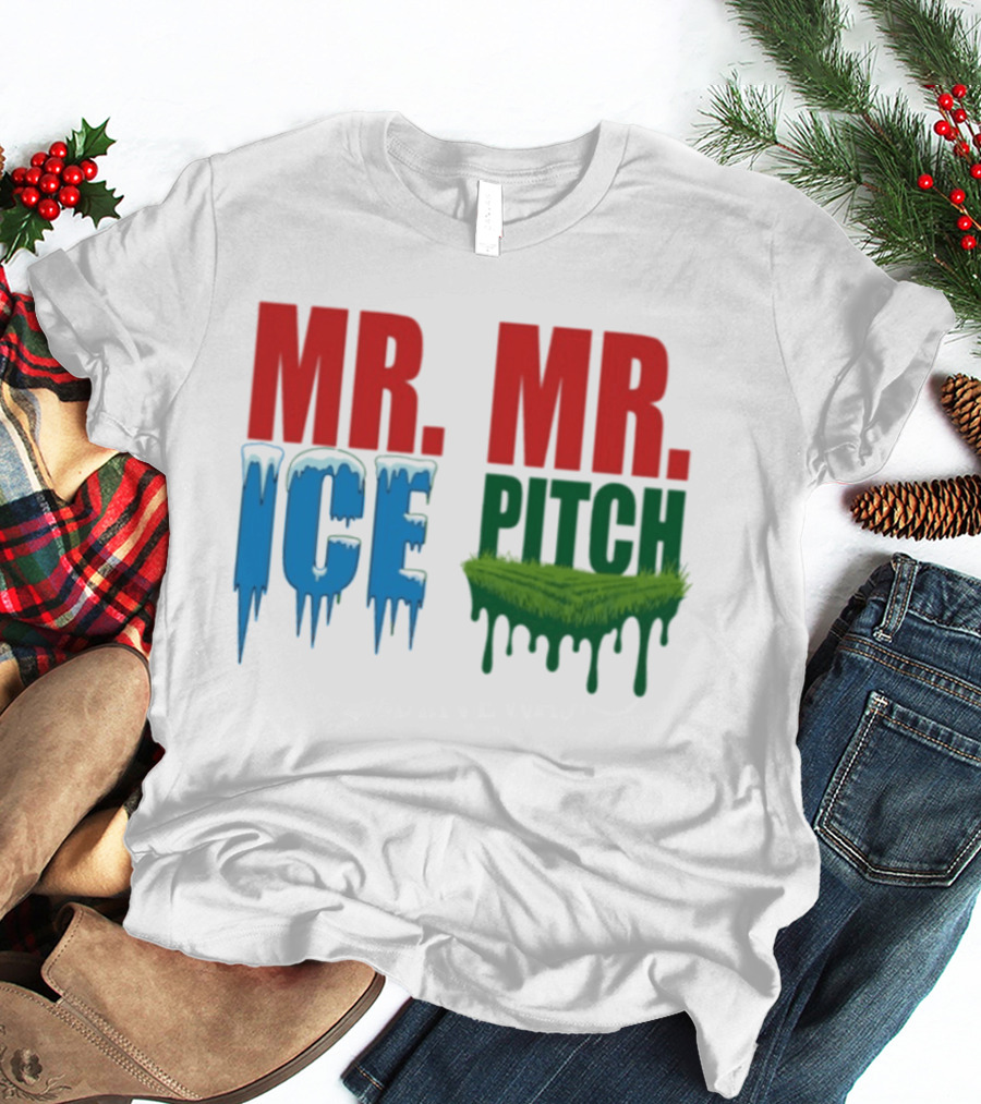 MR ICE MR PITCH Frosty Letters Green Grass Drips T-Shirt