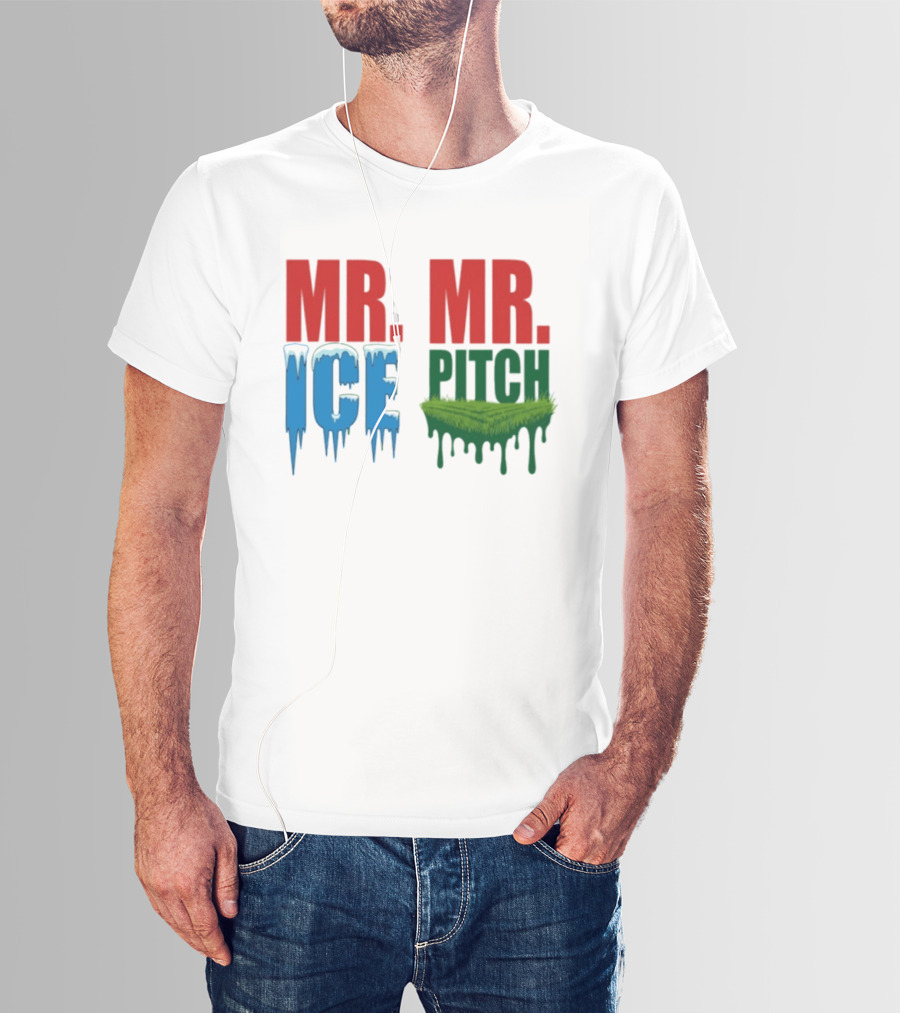 MR ICE MR PITCH Frosty Letters Green Grass Drips T-Shirt