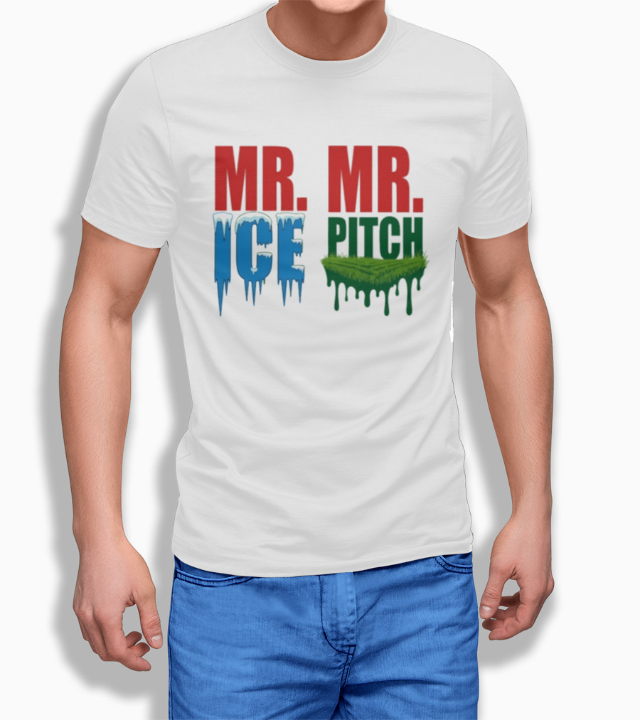 MR ICE MR PITCH Frosty Letters Green Grass Drips T-Shirt