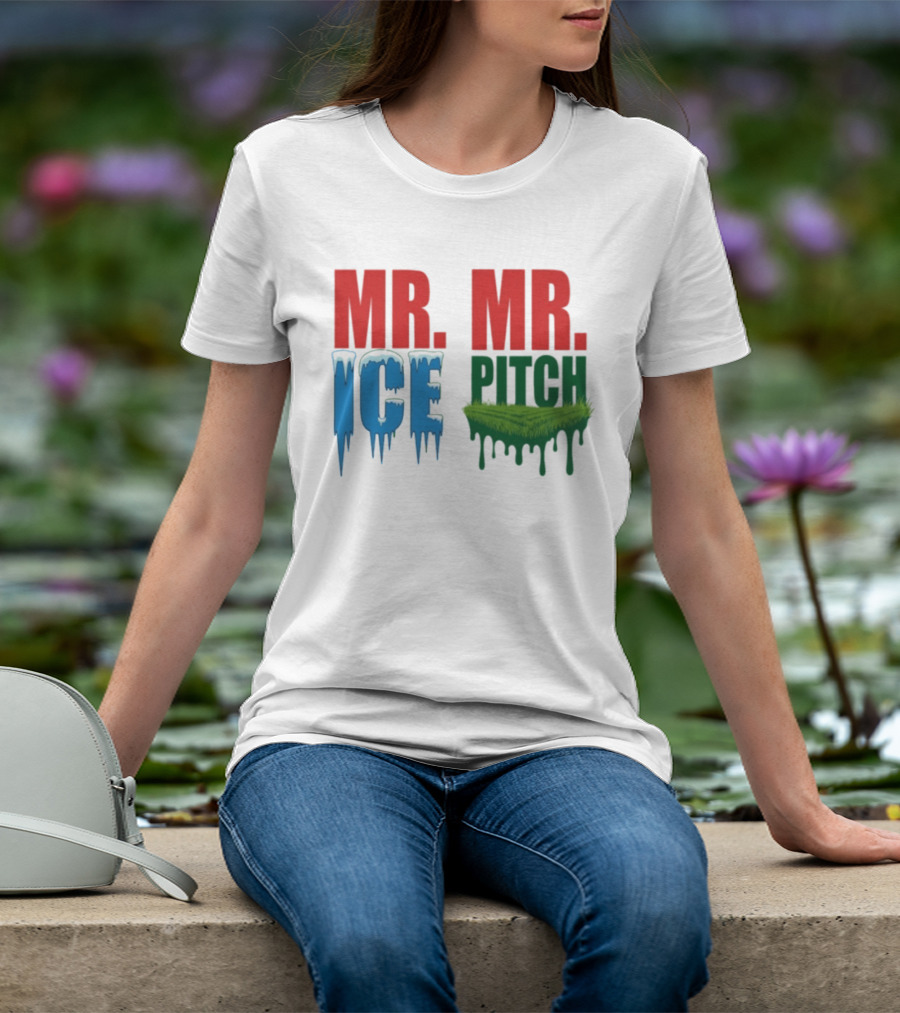 MR ICE MR PITCH Frosty Letters Green Grass Drips T-Shirt