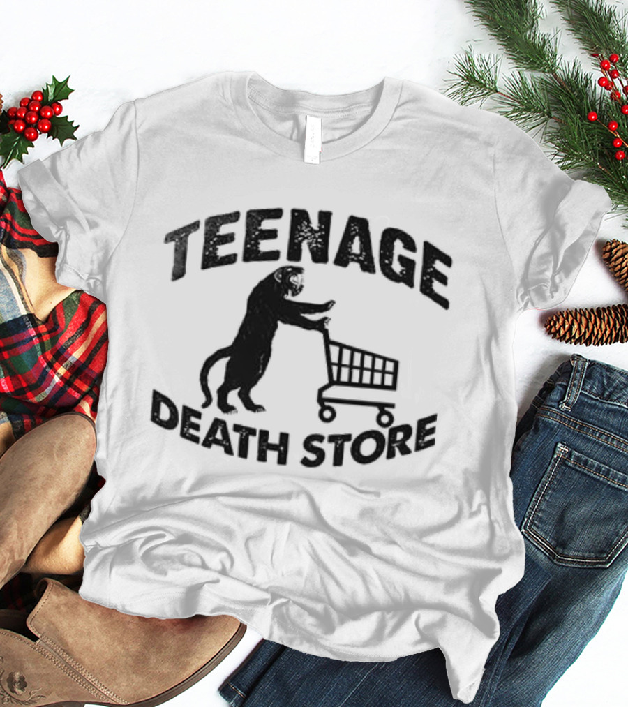 Teenage Death Store Bear Pushing Shopping Cart T-Shirt