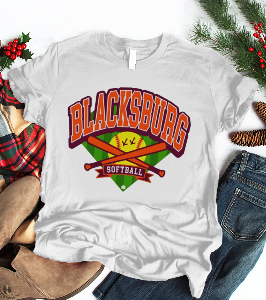 Blacksburg Softball Team Virginia Club Baseball Bat Crossed T-Shirt