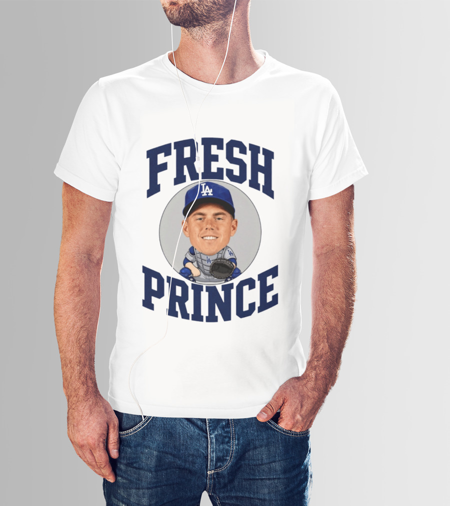 Fresh Prince Los Angeles Dodgers Baseball Player Caricature T-Shirt