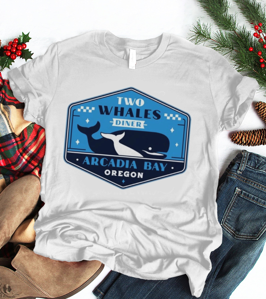 Two Whales Diner Arcadia Bay Oregon Crest T-Shirt
