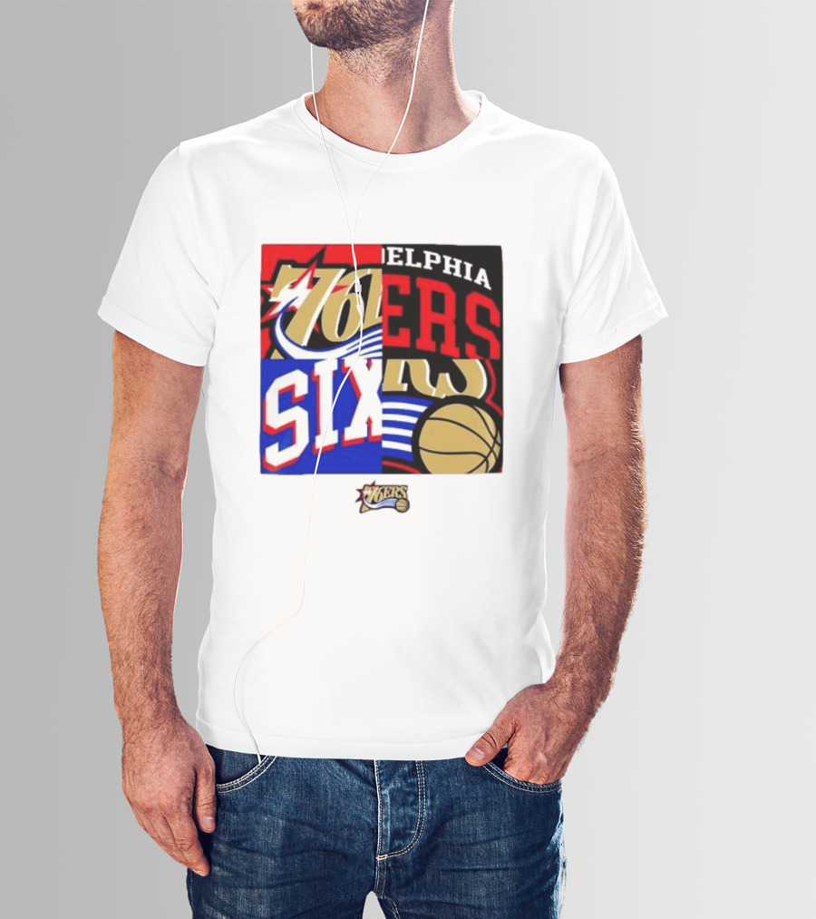 Philadelphia 76ers Vintage Block Logo Compilation NBA Basketball Fan Merch T-Shirt