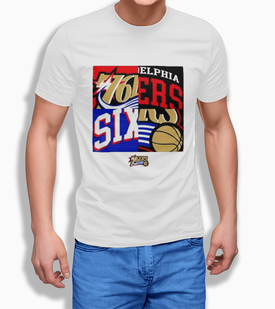 Philadelphia 76ers Vintage Block Logo Compilation NBA Basketball Fan Merch T-Shirt