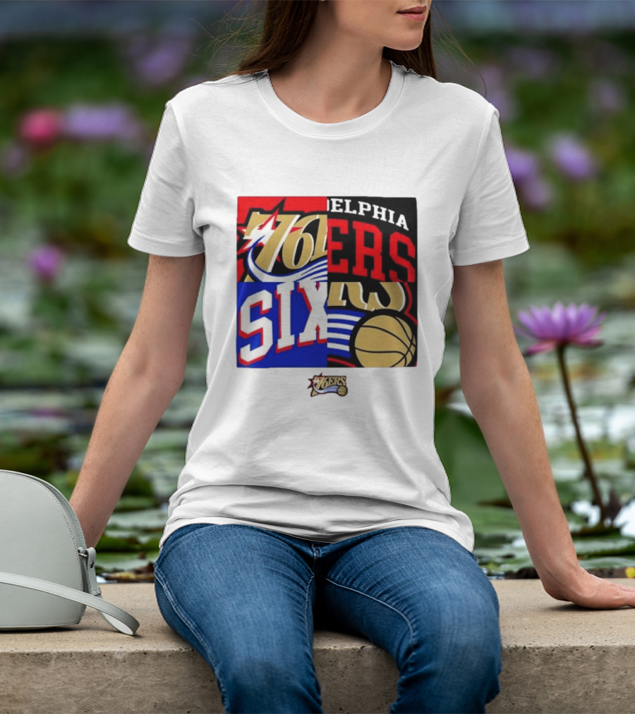 Philadelphia 76ers Vintage Block Logo Compilation NBA Basketball Fan Merch T-Shirt