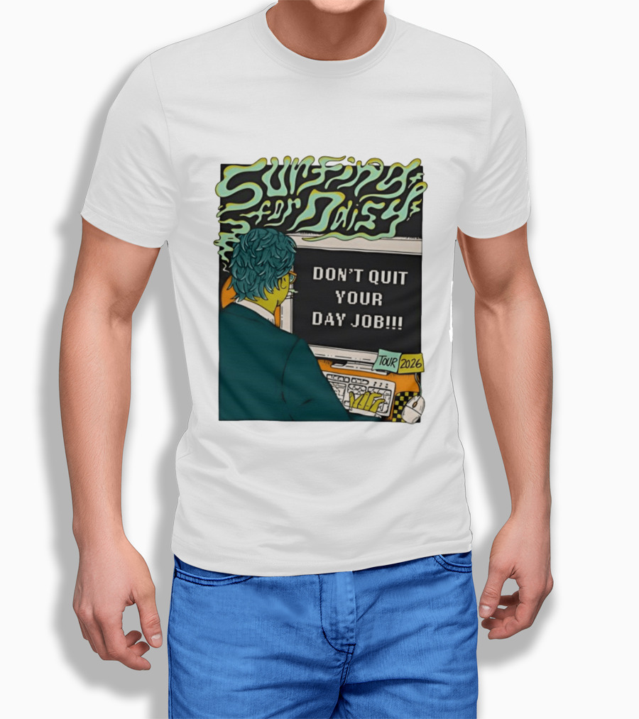 Surfing For Daisy Tour 2026 Don't Quit Your Day Job Retro Comic T-Shirt