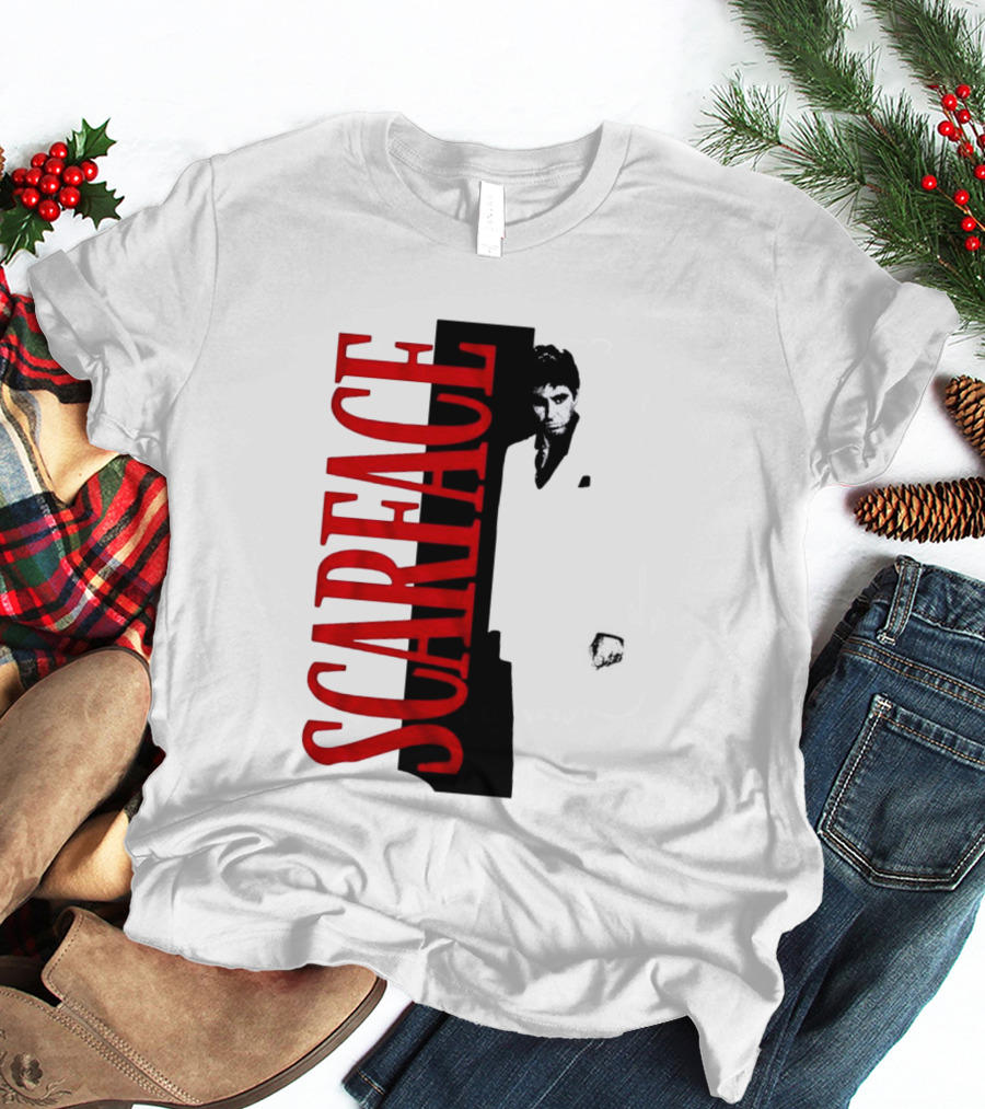 Tony Montana Scarface Movie Iconic Red Black T-Shirt