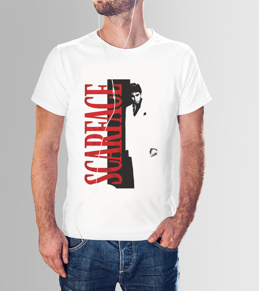 Tony Montana Scarface Movie Iconic Red Black T-Shirt