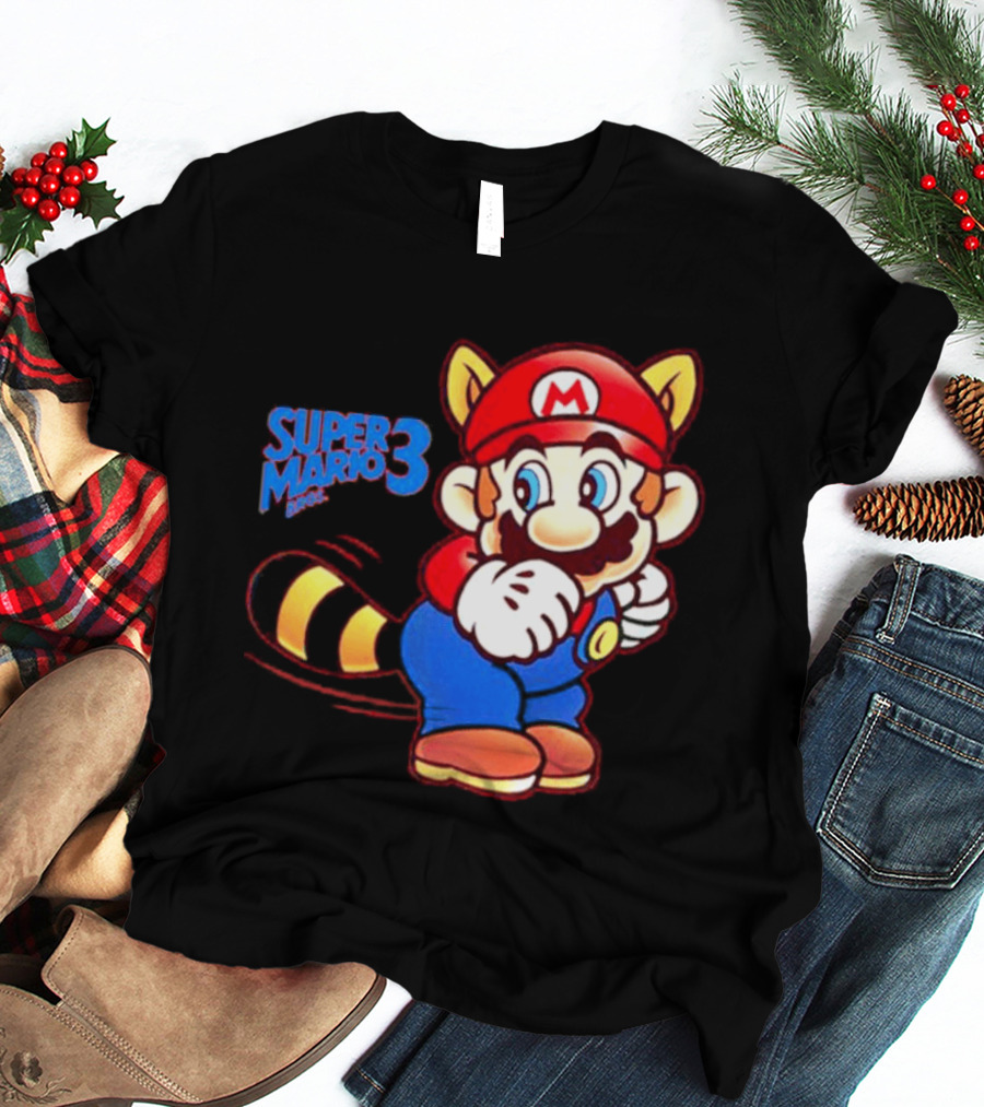 Super Mario Bros 3 Raccoon Mario Tail Whip Retro Game Nostalgia T-Shirt
