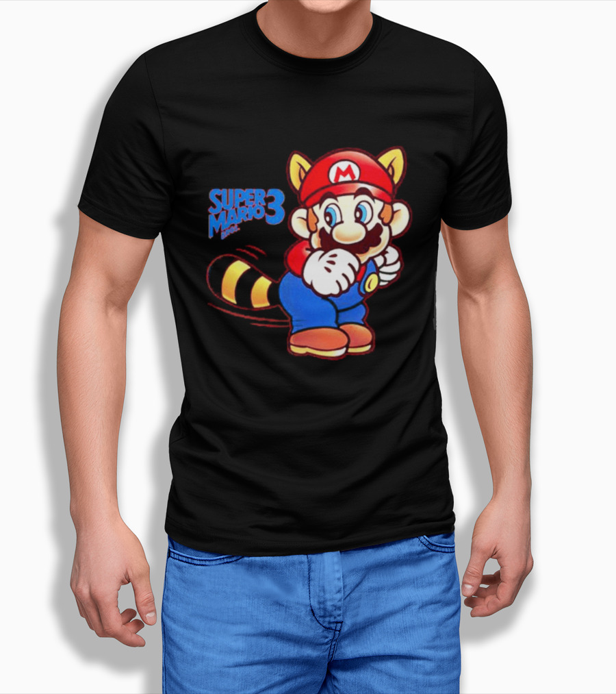 Super Mario Bros 3 Raccoon Mario Tail Whip Retro Game Nostalgia T-Shirt