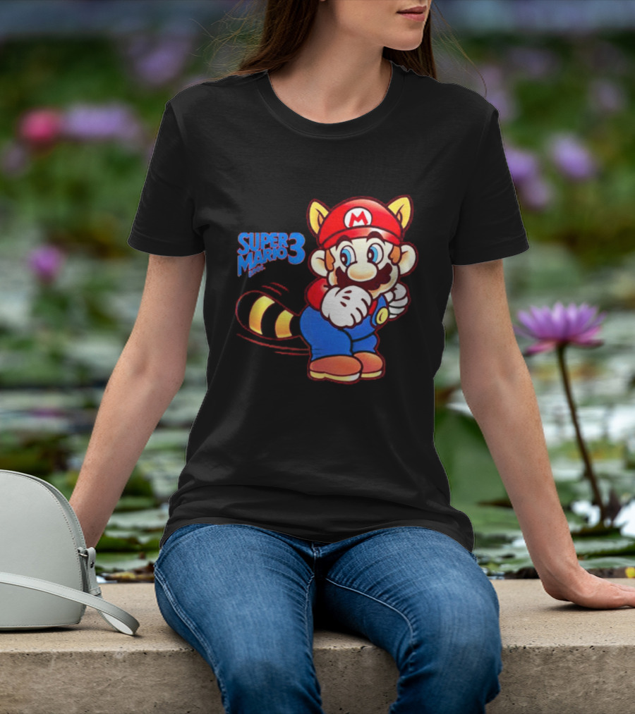 Super Mario Bros 3 Raccoon Mario Tail Whip Retro Game Nostalgia T-Shirt