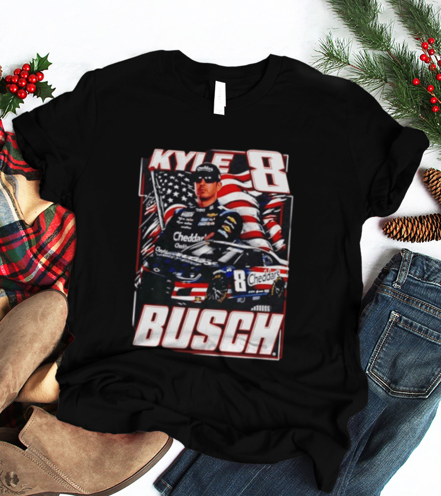 Kyle Busch 8 Cheddar's Racing With American Flag T-Shirt