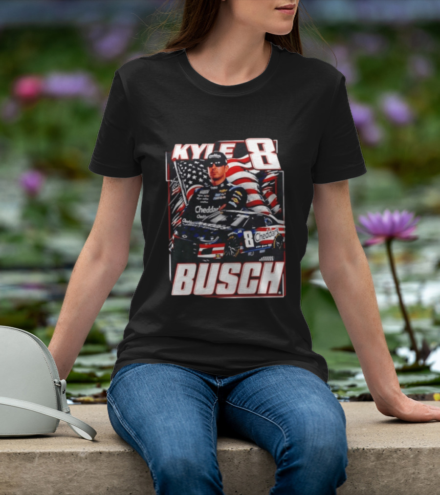 Kyle Busch 8 Cheddar's Racing With American Flag T-Shirt