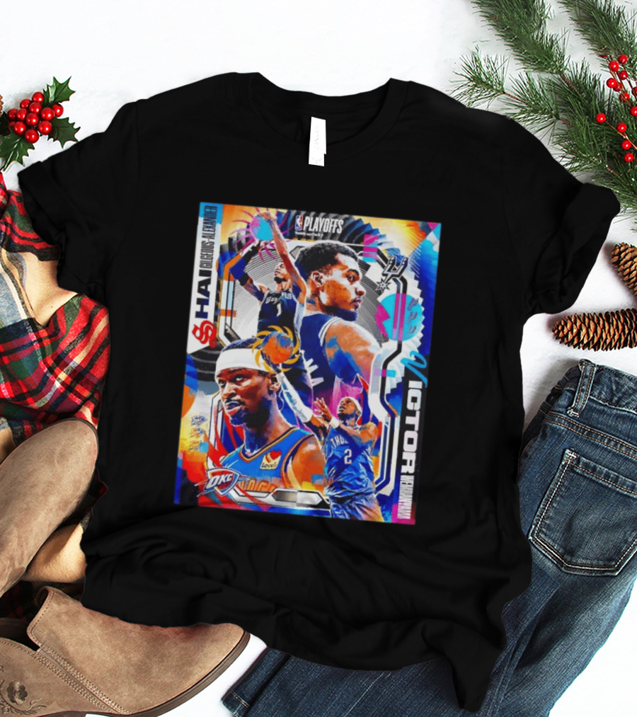 NBA Playoffs Shai Gilgeous Alexander OKC Thunder Victor Wembanyama Spurs Matchup T-Shirt