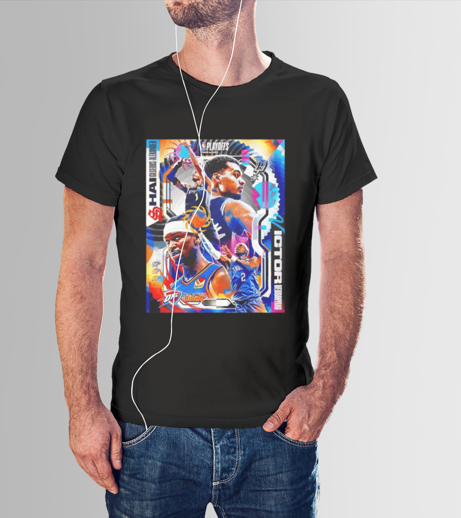NBA Playoffs Shai Gilgeous Alexander OKC Thunder Victor Wembanyama Spurs Matchup T-Shirt