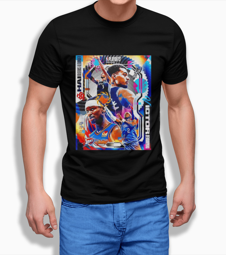 NBA Playoffs Shai Gilgeous Alexander OKC Thunder Victor Wembanyama Spurs Matchup T-Shirt