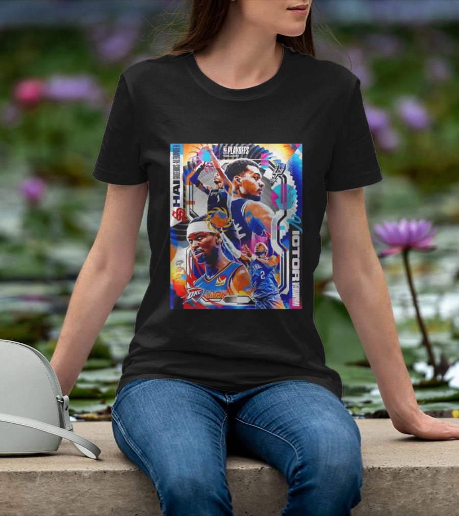 NBA Playoffs Shai Gilgeous Alexander OKC Thunder Victor Wembanyama Spurs Matchup T-Shirt