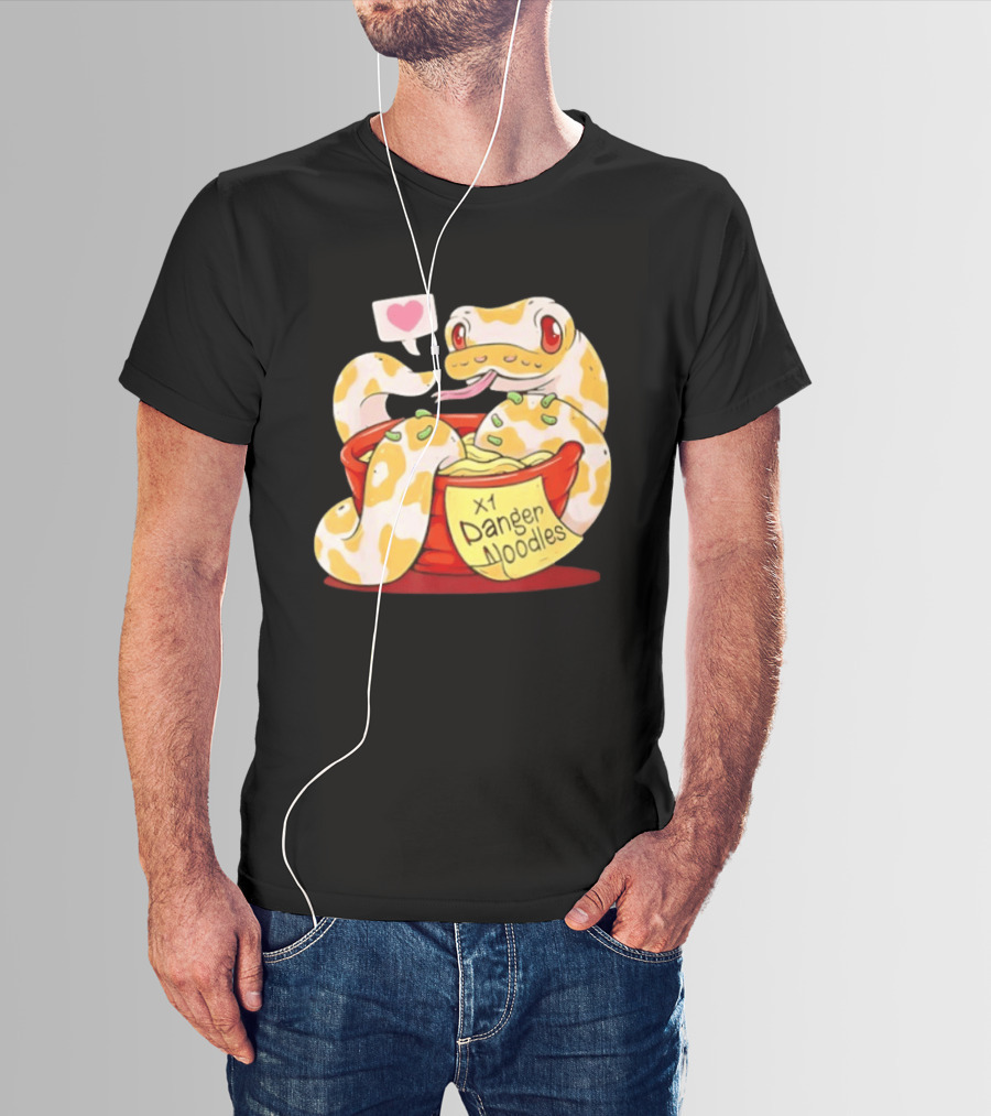 Snake Love X1 Danger Noodles Cartoon Cute Snake With Heart Speech Bubble T-Shirt