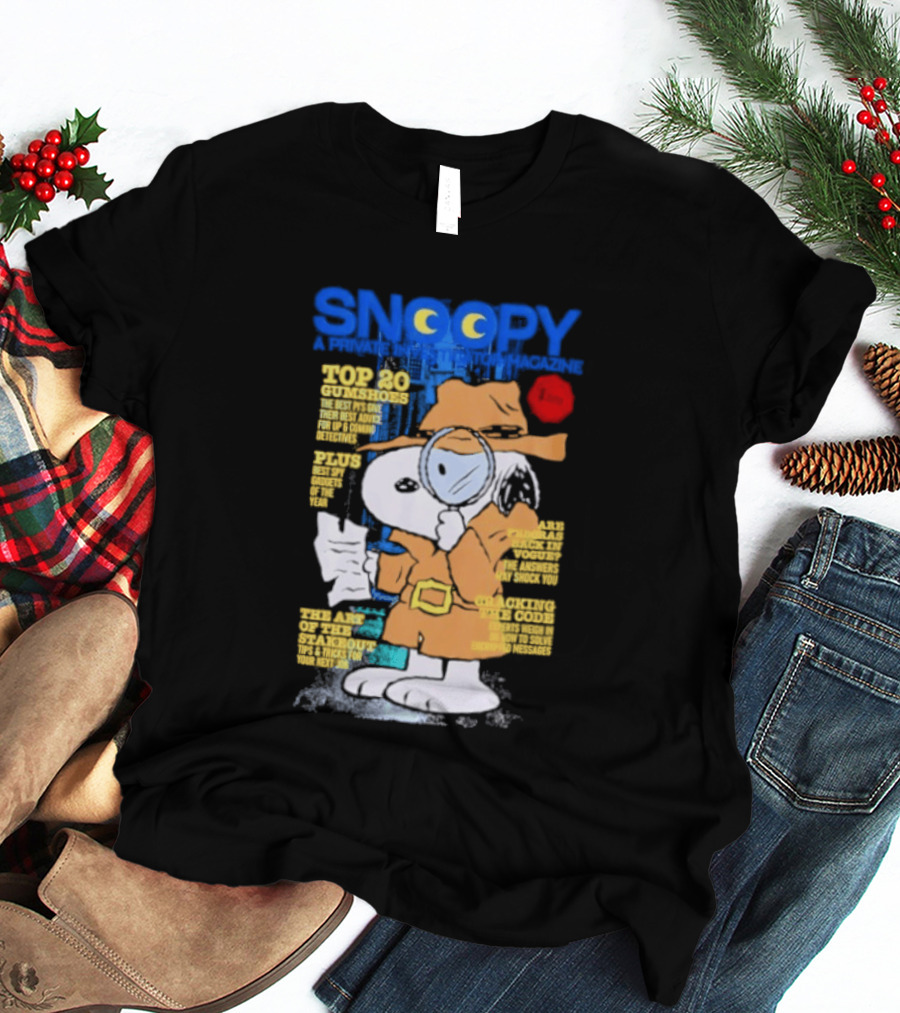 Snoopy Top 20 Clues Uncover Mystery Solved Peanuts Detective Investigator T-Shirt