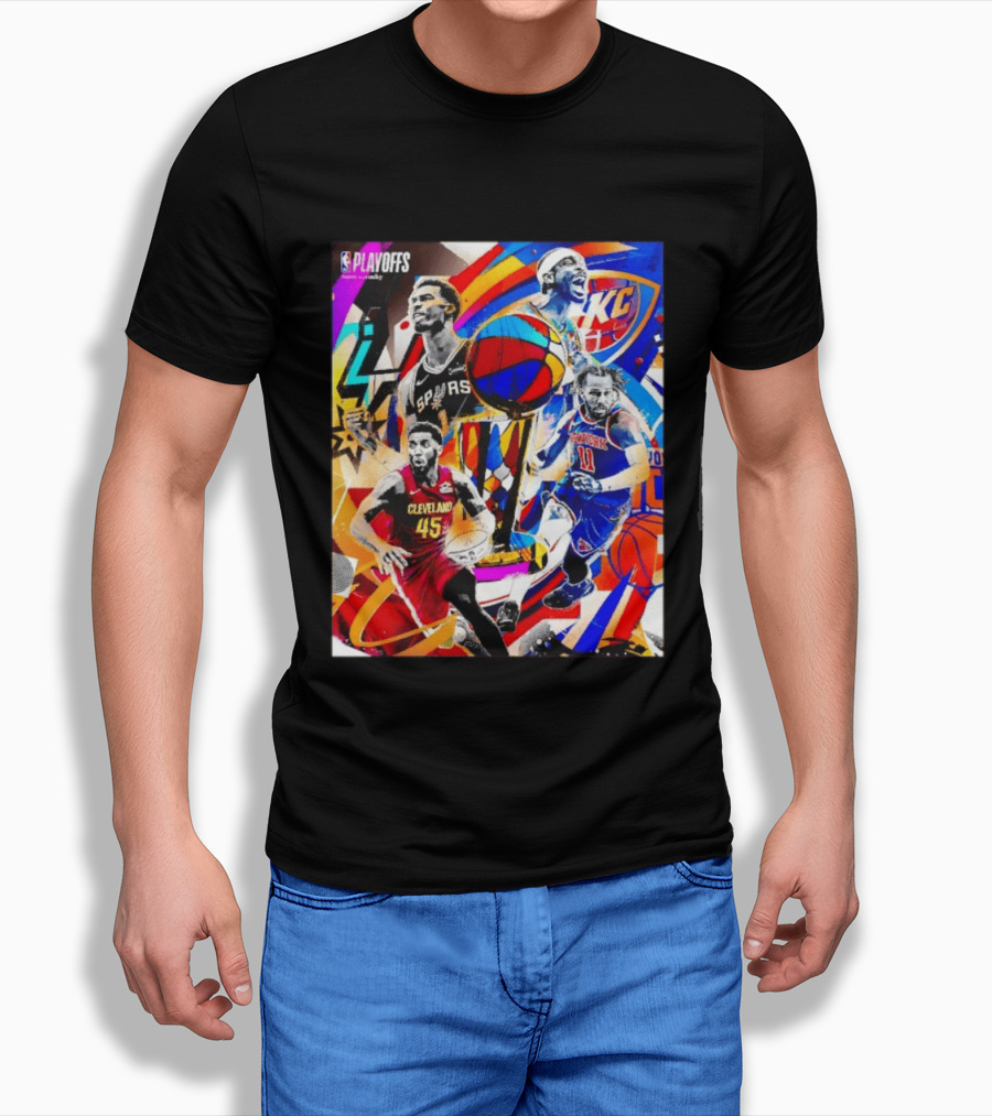NBA Playoffs Spurs Thunder Cavaliers Knicks Star Players Wemby Alexander Brunson Mitchell T-Shirt